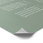 Poster Sage Green Feuille d'olive Mariage Siège alphabéti (Coin)