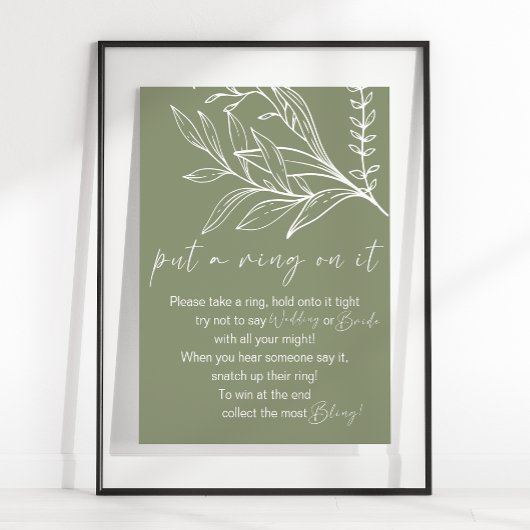 Poster Sage Green Fleurs Boho Placer Une Bague Sur Le Jeu