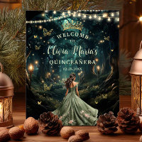 Sage Green Forêt Enchantée Quinceañera Bienvenue