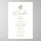 Poster Sage Green Hydrangea Drinks Menu Sign (Devant)