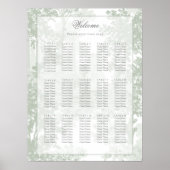 Poster Sage Green Landscape Toile Wedding Seating Chart (Devant)