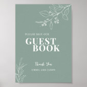 Poster Sage Green Livre d'Invitation Mariage (Devant)