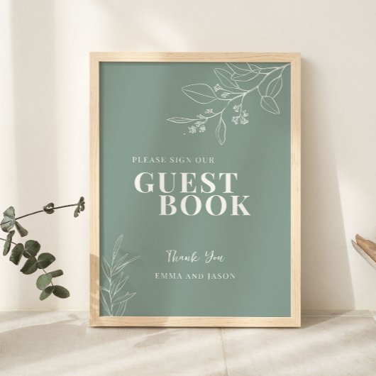 Poster Sage Green Livre d'Invitation Mariage