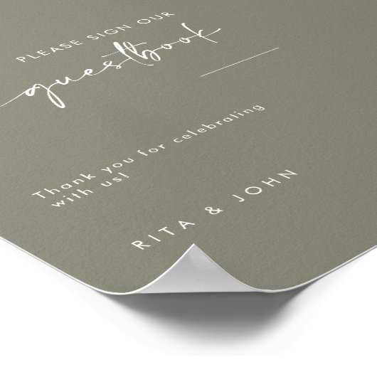 Poster Sage Green Mariage S'Il Vous Plaît Signer Notre Gu