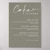 Poster Sage Green Menu Moderne Cake Mariage Cake Sign (Devant)