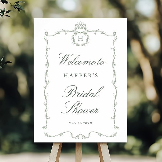 Poster Sage Green Modern Classic French Bridal Shower