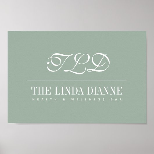 Poster Sage Green Modern Monogramme Nom Entreprise (Devant)