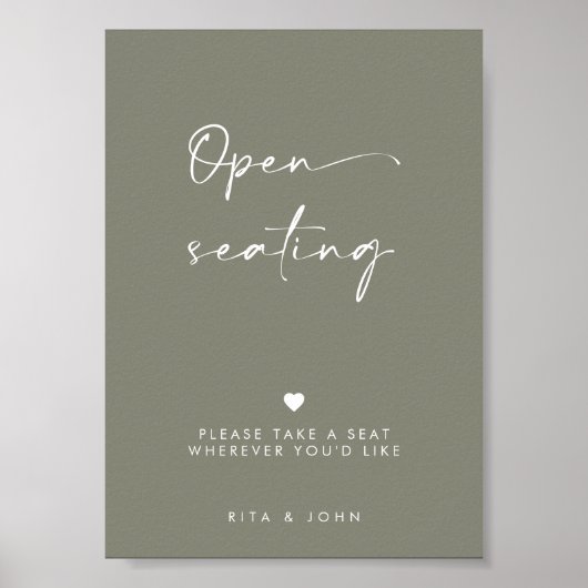 Poster Sage Green Modern Open Sein Mariage Signal (Devant)