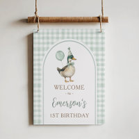 Sage Green One Lucky Duck 1er Anniversaire Bienven