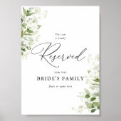 Poster Sage Green Organic Greenery Wedding Reserved Sign (Devant)