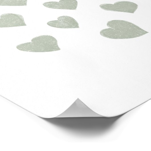 Poster Sage Green Petits Coeurs (Coin)