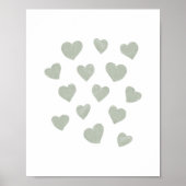 Poster Sage Green Petits Coeurs (Devant)