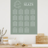 Poster Sage Green Poirier Monogramme Mariage Siège Po (Cuisine)