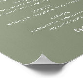 Poster Sage green script mariage alcool menu bar boissons (Coin)