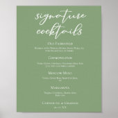 Poster Sage Green Spring Wedding Signature Cocktails Menu (Devant)