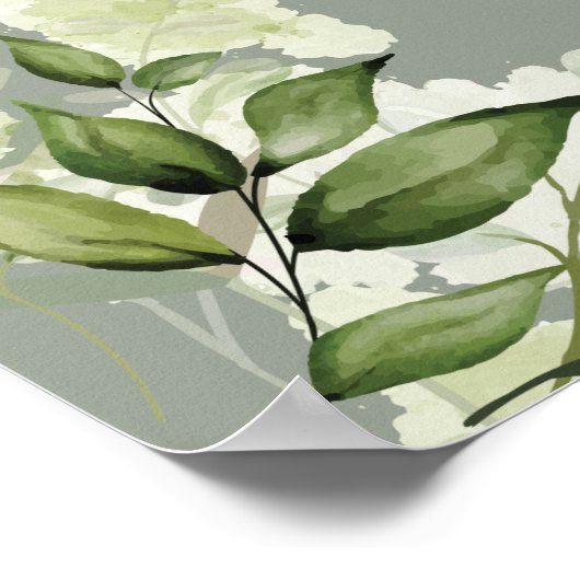 Poster Sage Green String Lights Floral Mariage Welcome (Coin)