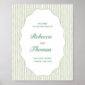 Poster Sage Green Stripe Wedding Welcome (Devant)