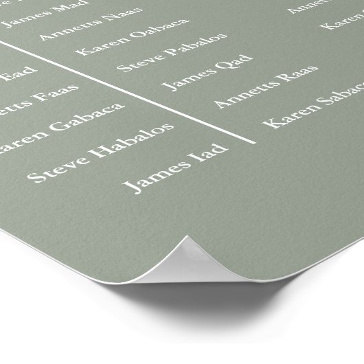 Poster Sage Green Table Plan Wedding Seating Chart (Coin)