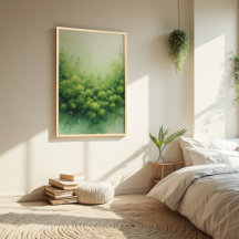 Sage Green Voile Moss Abstrait - Bio moderne