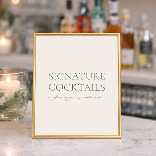 Poster Sage Green Wedding Cocktail Sign