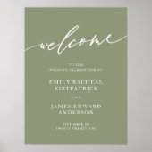Poster Sage Green Welcome Calligraphie Mariage simple (Devant)