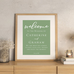 Poster Sage Green White Typographie minimaliste Mariage