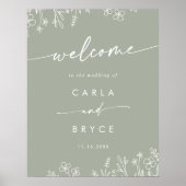 Poster Sage Green Wildflower DIY Wedding Welcome Sign (Devant)