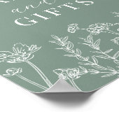 Poster Sage Green Wildflower Shower Cards and Gifts Sign (Coin)