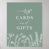 Poster Sage Green Wildflower Shower Cards and Gifts Sign (Devant)