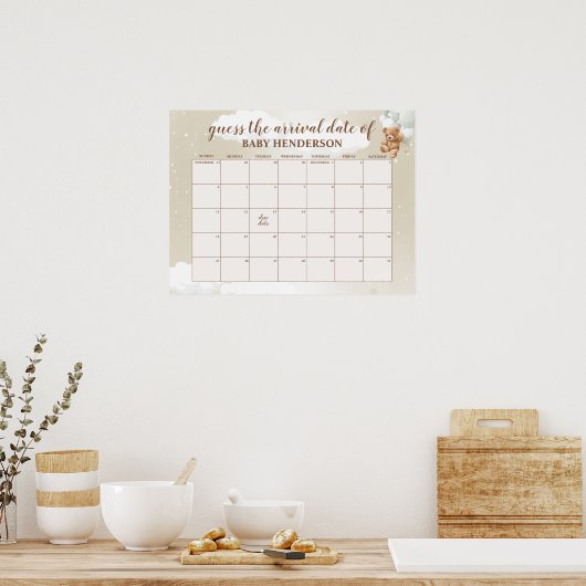 Poster Sage Teddy Bear Devine Le Calendrier De La Date D' (Cuisine)