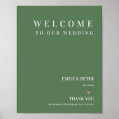 Poster Sage Vert Contemporain Bienvenue À Notre Mariage (Devant)