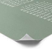 Poster Sage Vert Feuille d'olive Mariage 12 Table Sièges (Coin)