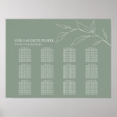Poster Sage Vert Feuille d'olive Mariage 12 Table Sièges (Devant)