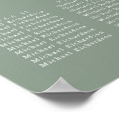 Poster Sage Vert Feuille d'olive Mariage 15 Table Sièges (Coin)