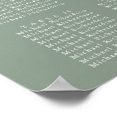 Poster Sage Vert Feuille d'olive Mariage 16 Table Sièges (Coin)