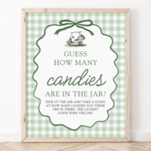 Poster Sage Vert Golf Devinez Combien de Bonbons Baby Sho