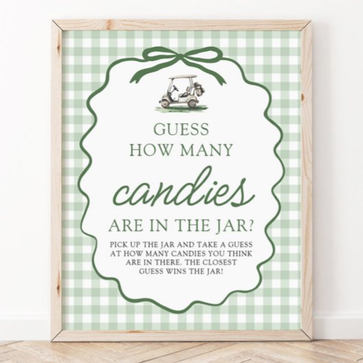 Poster Sage Vert Golf Devinez Combien de Bonbons Baby Sho