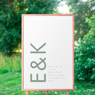 Poster Sage Vert Moderne Gras Gros Monogramme Simple