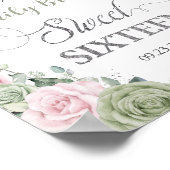 Poster Sage Vert rose papillons floraux Silver Sweet 16 (Coin)