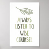 Poster Sage vert toujours écouter l'affiche sage (Devant)