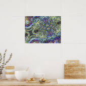Poster Sage vert, violet bleu Motif Abstrait (Cuisine)