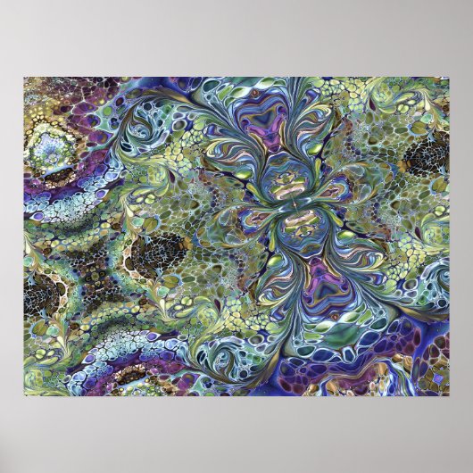 Poster Sage vert, violet bleu Motif Abstrait (Devant)