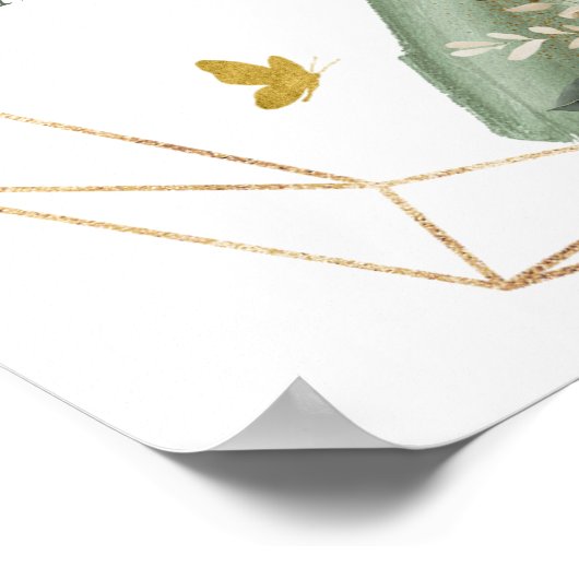 Poster Sage Vert Violet Quinceañera Faveurs Signe (Coin)