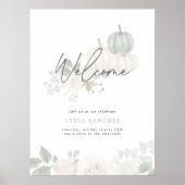 Poster Sage & White - Floral Citrouille Automne Bienvenue (Devant)