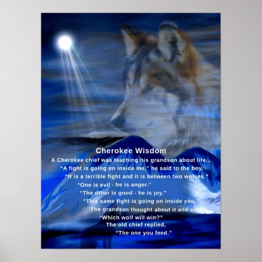 Poster Sagesse Cherokee Deux Loups (Devant)