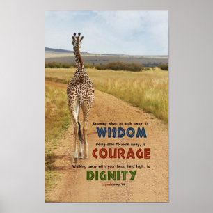Poster Sagesse, Courage, Dignité (Girafe, inspiration)