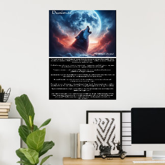 Poster Sagesse crépusculaire avec loup hurlant