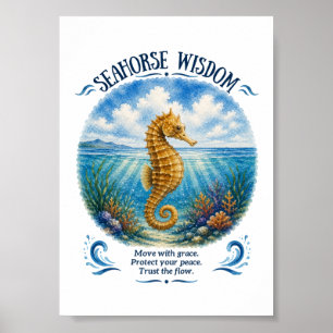 Poster Sagesse de l'Hippocampe Sous les Vagues