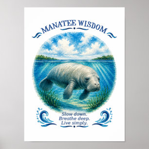 Poster Sagesse du lamantin sous la mer tropicale