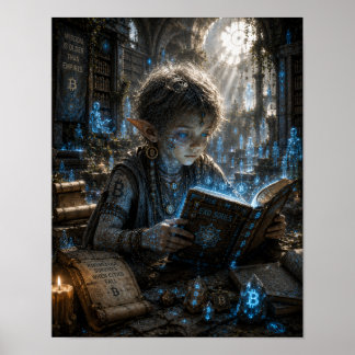Poster Sagesse / Gardien de runes / Bibliothèque ancienne